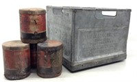 Antique Pinkerton Crate W/ 4 Cans Of Graphite