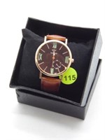 NEW MEN'S YAZOLE WRIST WATCH WITH LEATHER BAND - I