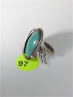 STERLING SILVER NATIVE AMERICAN STYLE RING WITH FE