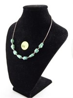 "LIQUID SILVER" NECKLACE WITH TURQUOISE STONES - 1