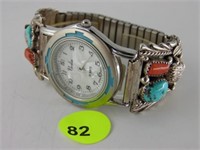 STERLING SILVER WATCH BAND SIDES WITH TURQUOISE &