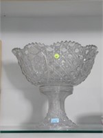 ANTIQUE CUT GLASS PUNCH BOWL WITH STAND - LOCAL PI