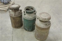 (3) Milk Cans with Lids