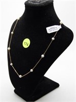 14K YELLOW GOLD CHAIN WITH PEARLS NECKLACE - 18"
