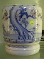 LARGE ASIAN BLUE & WHITE PLANTER - APPROX 10" HIGH