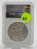 2015 SILVER EAGLE - FIRST RELEASES - NGC - MS70