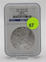 2010 SILVER EAGLE - EARLY RELEASES - NGC - MS70