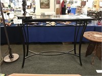 CONTEMPORARY WOOD AND METAL ENTRY TABLE WITH