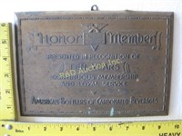 Brass Plaque - American Bottlers of Carbonated