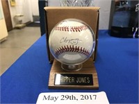 AUTOGRAPHED BASEBALL IN DISPLAY BY CHIPPER JONES