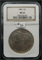 1886  Morgan Dollar  NGC MS-62