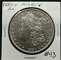 1880-O  Micro "O"  Morgan Dollar  AU