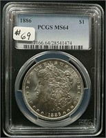1886  Morgan Dollar  PCGS MS-64