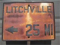 Litchville - 25 Miles Metal Arrow Sign
