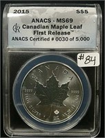 2015  Canadian Maple Leaf  ANACS MS-69