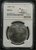 1889  Morgan Dollar  NGC  MS-63