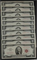 10 1963 $2 LT Red Seal Notes   AU - Unc