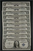 10  1935-F  $1 Silver Certificates  XF - AU
