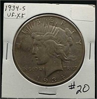 1934-S  Peace Dollar  Vf - XF