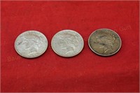 (3) Peace Silver Dollars - 1922