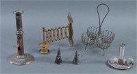 Antique Candlesticks, Snuffers and Boiled Egg Rack