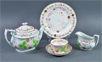 Five Pieces of Early Handpainted Dinnerware