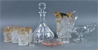 Bx Late 19th Century Pattern Glass Water Set