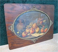 28" x 36" oval print of fruit, in frame (print is