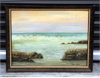 Signed Original Oil Painting Beach Scene