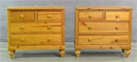 Pair Knotty Pine Two Over Two Drawer Chests