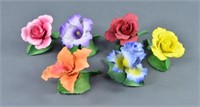 Bx Six Bisque Porcelain Flower Sculptures