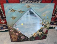 27" x 27" Hand painted mirror in frame (mirror is