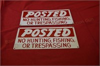 (2) Old No Trespassing Metal Signs