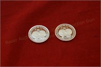 (2) 1986 Troy oz. World Trade Unit Silver Rounds