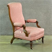 Walnut Victorian Open Arm Chair