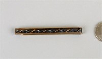 14K Yellow And Oxidized White Gold Tie Bar