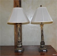 Pair Neoclassical Columnar Lamps