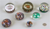 Group Of Six Vintage Millefiore Paperweights