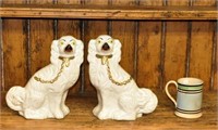 Pair Staffordshire Pottery Spaniels