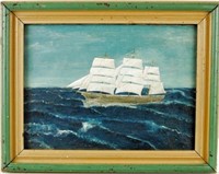 American Folk Art Painting of Clipper Ship
