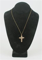 Edwardian 18K Gold Jeweled Cross Pendant