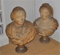 Pair Continental Plaster Busts