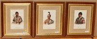 3 Framed Hand Colored Lithographs, Indian Chiefs