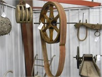 LARGE WOODEN POWER SHAFT PULLEY