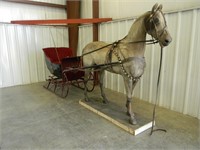 HAND CARVED PINE STANDARD BRED HORSE