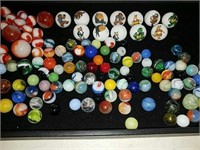 Collection of old marbles including Oxblood,