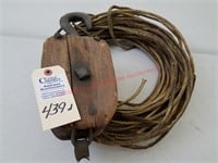 Sealskin Rope & Early Wood Pulley