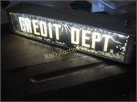 Lighted Hanging "Credit Dept." Sign