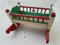 Early Painted Folk Art Doll Cradle