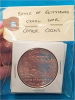 BATTLE OF GETTYSBURG CIVIL WAR COPPER COINS